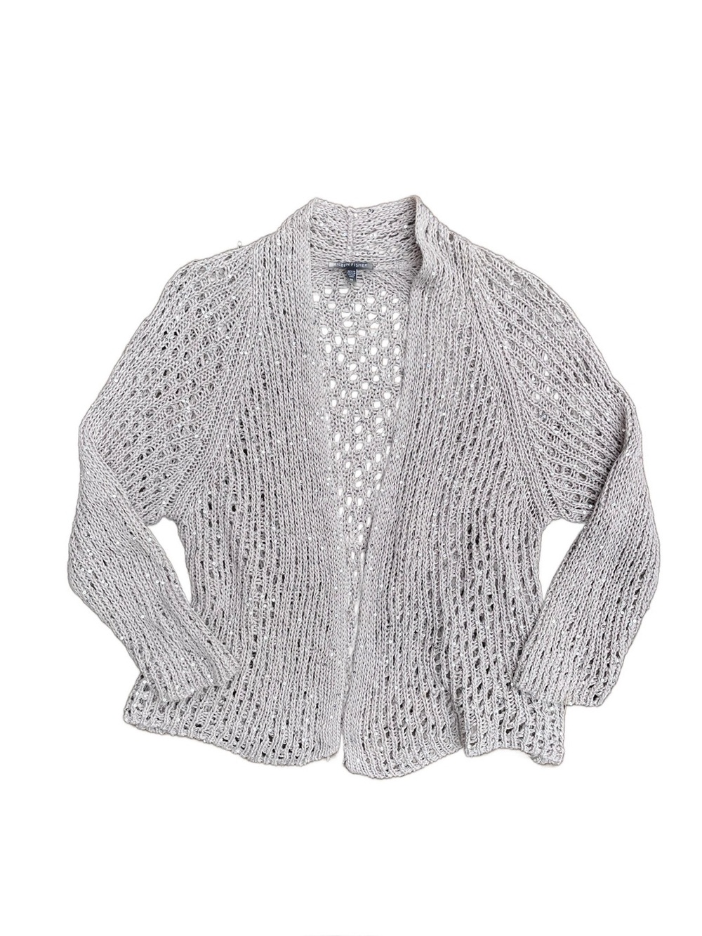 Eileen Fisher Open Knit Beige Sequin Cardigan Sweater Medium